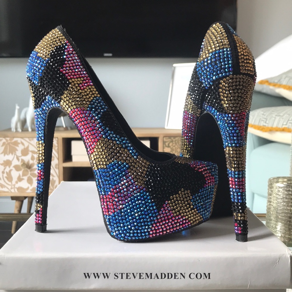 Steve Madden Rhinestone Multicolor Platforms